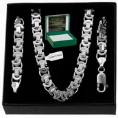 Łańcuszki - Srebrny Łańcuszek Splot Królewski 7Mm Prezent Dla Chłopaka Mężczyzny+Grawer - miniaturka - grafika 1