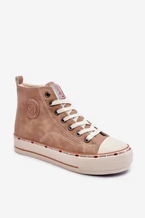 Damskie Wysokie Ocieplane Trampki Cross Jeans Kk2R4045C Beżowe-38 - Moda i Uroda OUTLET - miniaturka - grafika 1