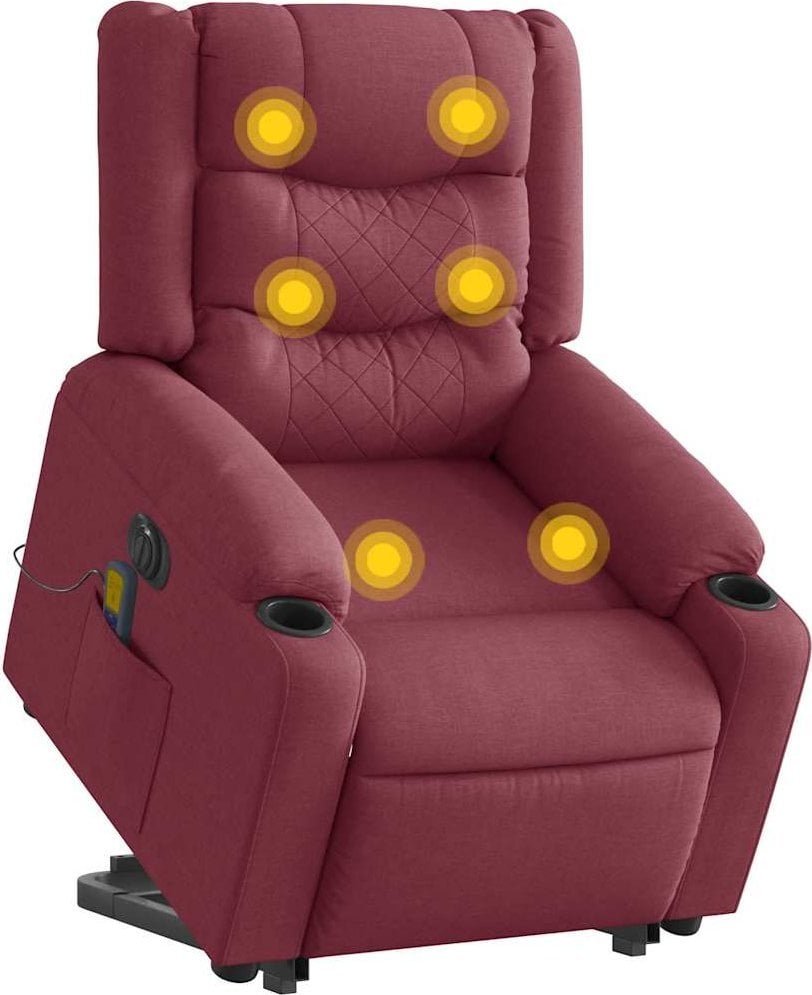 vidaXL Podnoszony fotel masujący, elektryczny, rozkładany, czerwony