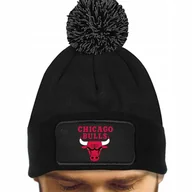 Czapki damskie - CZAPKA POMPON Czarna Bawełna Dla Fana CHICAGO BULLS Koszykówka Wzory - miniaturka - grafika 1