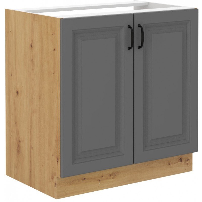 Szafka pod zlewozmywak SOPHIA – szerokość 80 cm, szara/dąb artisan