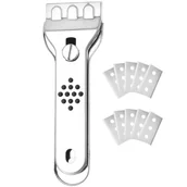 Myjki do okien - Skrobak ze stali nierdzewnej, nóż czyszczący z 10 wymiennymi ostrzami, skrobak do okien, płytek, szkła i luster - miniaturka - grafika 1