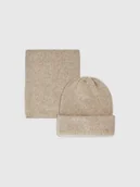 Apaszki i szaliki męskie - 4F Komplet zimowy czapka i komin uniseks - beżowy M - miniaturka - grafika 1