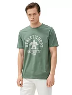 Koszulki męskie - Koton Męski t-shirt Varsity Crew Neck Short Sleeve Cotton T-Shirt, khaki (871), L - miniaturka - grafika 1