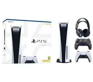 Sony PlayStation 5 z napędem + słuchawki PULSE 3D (szary kamuflaż) + dodatkowy pad (szary kamuflaż) - Konsole Playstation - miniaturka - grafika 1