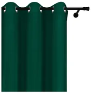 Zasłony - Voppi Ciemnozielona zasłona welurowa na przelotkach 140 x 280 cm elegancka zasłona z grubego weluru - miniaturka - grafika 1