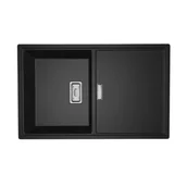 Zlewozmywaki - Laveo Tonga Zlewozmywak granitowy jednokomorowy 50x80 cm czarny SPT_711Y - miniaturka - grafika 1