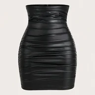 Spódnice - TEMU Damska Spódnica Jednokolorowa Prosta Modna Casual Na Co Dzień - miniaturka - grafika 1