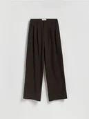 Spodnie damskie - Reserved - Spodnie z wełną - ciemnobrązowy - miniaturka - grafika 1