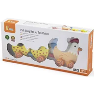 Zabawki interaktywne dla dzieci - Viga VIGA 50078 KURKA Z KURCZACZKAMI DO CIĄGANIA 0923 - miniaturka - grafika 1