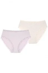 Gładkie figi damskie (2 pack) z koronkowym wykończeniem LPC 231 - Majtki damskie - miniaturka - grafika 1