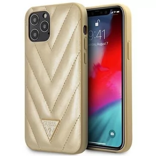 Guess GUHCP12MPUVQTMLBE iPhone 12/12 Pro 6,1" złoty/gold hardcase V-Quilted Collection - Etui i futerały do telefonów - miniaturka - grafika 2