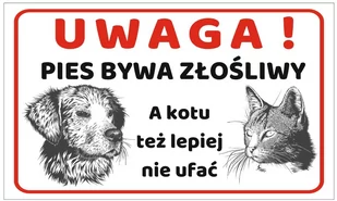 Tabliczka Pies bywa złośliwy - Odblaski i adresówki - miniaturka - grafika 1