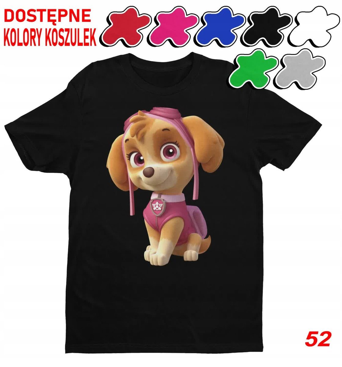 Dziecięca Koszulka Z Nadrukiem Duży Wybór Psi Patrol Chase Skye -M 134-140