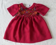 Sukienki i spódniczki dla dziewczynek - Sukienka Lniana Vintage Czerwona - miniaturka - grafika 1