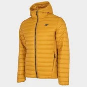 Kurtki męskie - 4F Męska kurtka puchowa na zimę (żółty, L) - miniaturka - grafika 1