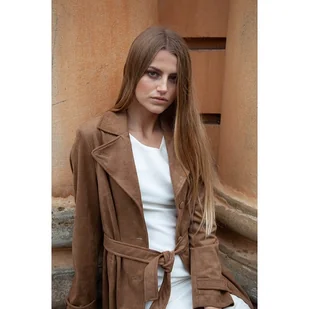 Trencz zamszowy Walnut - Płaszcze damskie Trencz zamszowy Walnut - Płaszcze damskie - miniaturka - grafika 1