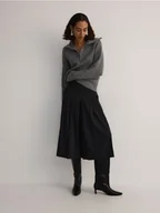 Swetry damskie - Reserved - Sweter z rozpinanym golfem - szary - miniaturka - grafika 1