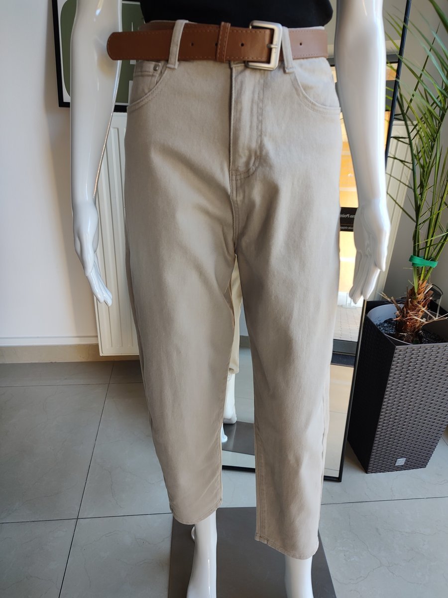 Jeansowe spodnie Balloon fit - miętowa beż XS M.Sara