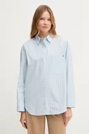 Koszule damskie - Tommy Hilfiger koszula bawełniana damska kolor niebieski relaxed z kołnierzykiem klasycznym WW0WW45892 - miniaturka - grafika 1