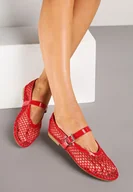 Baleriny - Czerwone Balerinki w Stylu Mary Jane z Siateczki Miltewi - Renee - miniaturka - grafika 1