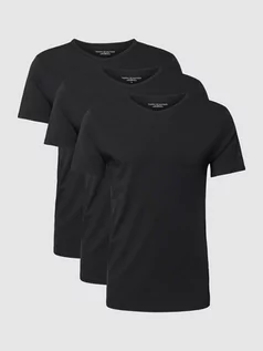 Koszulki męskie - T-shirt z zaokrąglonym dekoltem w serek w zestawie 3 szt. - grafika 1