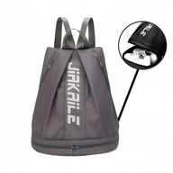 Plecaki worki - SZARY PLECAK SPORTOWY NA SIŁOWNIĘ TRENING BASEN PLAŻĘ TORBA WOREK NA BUTY - miniaturka - grafika 1