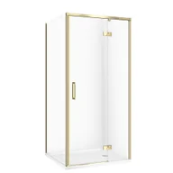 Kabiny prysznicowe - Kabina prysznicowa Cersanit Larga 80x80x195 kwadratowa złoty mat transparentne z brodzikiem tako slim 4cm biały S601-454 - miniaturka - grafika 1