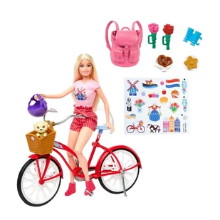 Barbie Pink Passport Lalka Modowa Na Rowerze + Akcesoria 3+ - Lalki dla dziewczynek - miniaturka - grafika 1
