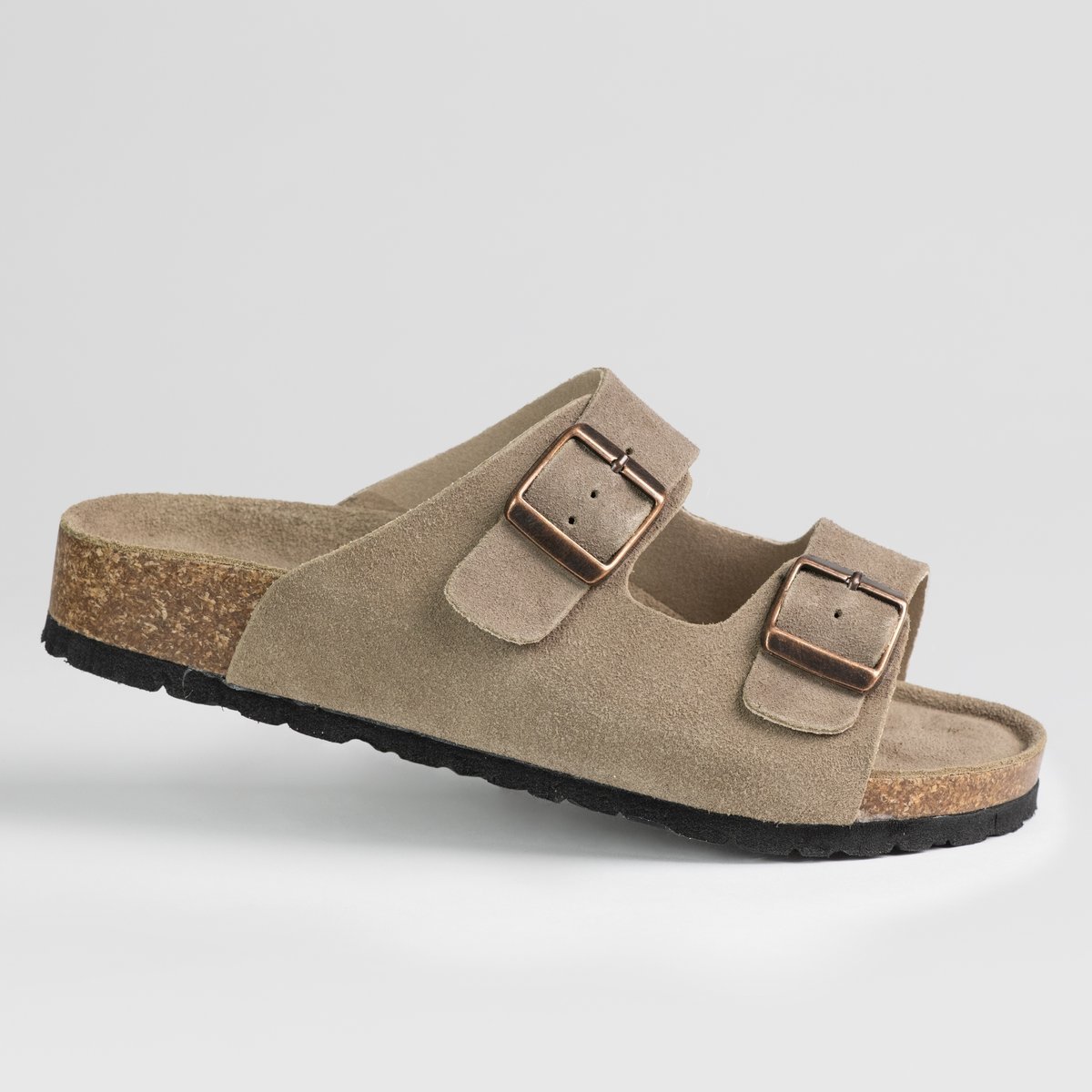 Klapki damskie casual skóra naturalna GOODIN GD-XF-1001 KHAKI zamsz 38