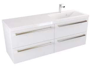 Szafka Wisząca Z Umywalką ATH 120 cm S Prawa - Biały Mat - Uchwyty Stal Szczotkowana - Szafki łazienkowe - miniaturka - grafika 1