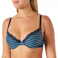 Biustonosze - Billet Doux Klasyczny biustonosz damski, z fiszbinami, Niebieska grafika z nadrukiem, 75C - miniaturka - grafika 1