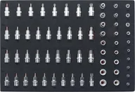 Narzędzia warsztatowe - Vigor wkładka z miękkiej pianki 1/1 do E-TORX, XZN, wewnętrzny _ z łbem sześciokątnym i RIBE nakładka na klucz nasadowy, 64-częściowy, 1 sztuki, v2837 - miniaturka - grafika 1