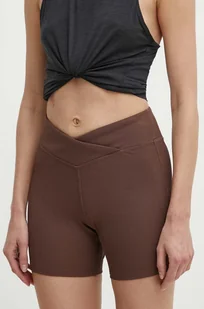 Reebok szorty do jogi LUX Collection kolor brązowy gładkie medium waist 100075382 - Spodenki damskie - miniaturka - grafika 1