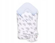 Rożki i beciki - Dwustronny rożek dla niemowląt miękki z wiązaniem - chmurki szare - miniaturka - grafika 1