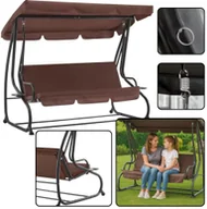 Huśtawki - Huśtawka Czteroosobowa Ogrodowa Bujana Daszek Wolnostojąca Brązowa LEAN - miniaturka - grafika 1