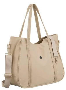 Torebka damska shopper bag PETERSON duża na suwak kieszonki dopinany pasek na ramię miejska do pracy beżowa - Torebki damskie Torebka damska shopper bag PETERSON duża na suwak kieszonki dopinany pasek na ramię miejska do pracy beżowa - Torebki damskie - miniaturka - grafika 1
