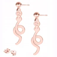Kolczyki - Kolczyki Pozłacane Wkrętki Węże Snakes Gady Wąż na Sztyfcie SREBRO 925 - miniaturka - grafika 1