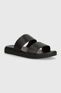 Calvin Klein klapki skórzane DOUBLE STRAP męskie kolor czarny HM0HM01414 - Klapki i japonki męskie - miniaturka - grafika 1