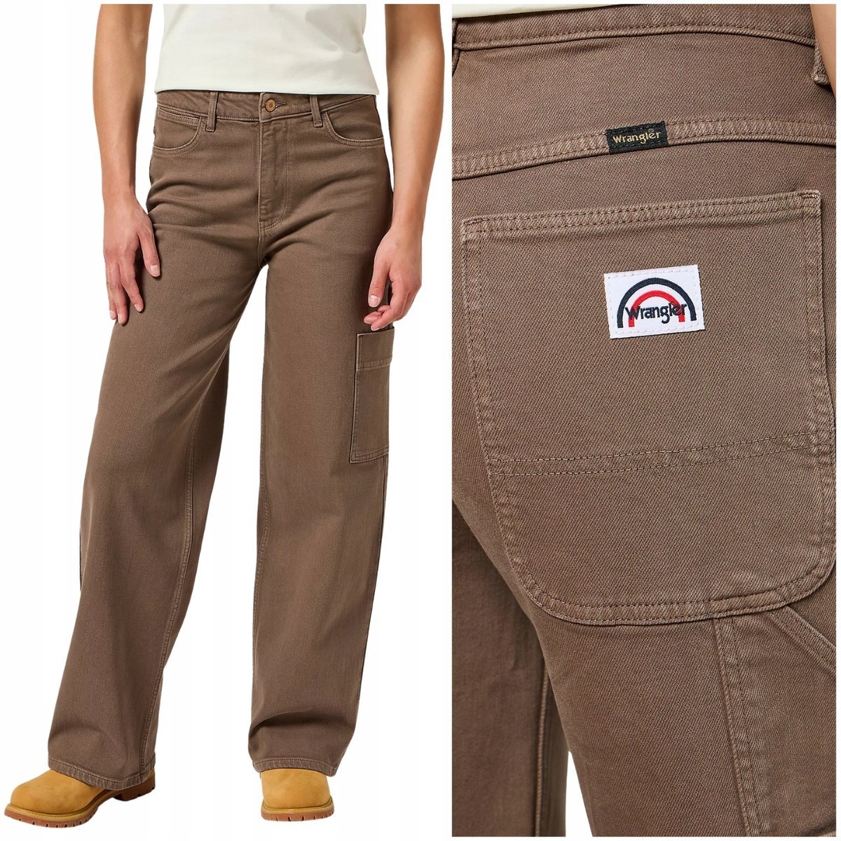 Wrangler WORKWEAR LOOSE wysokie luźne damskie spodnie bojówki W29 L34