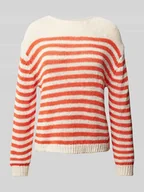 Swetry damskie - Sweter z dzianiny o kroju comfort fit z mieszanki bawełny - miniaturka - grafika 1