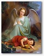 Ikony i obrazy sakralne - Nowoczesny obraz religijny plexi, Anioł Stróż ze śpiącym dzieckiem - miniaturka - grafika 1