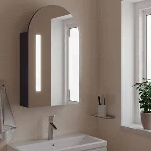 vidaXL Szafka łazienkowa z lustrem i LED, łukowa, szara, 42x13x70 cm - Toaletki - miniaturka - grafika 1
