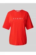 Koszulki i topy damskie - T-shirt o kroju oversized z nadrukiem z logo model VILJA - Selected Femme - miniaturka - grafika 1