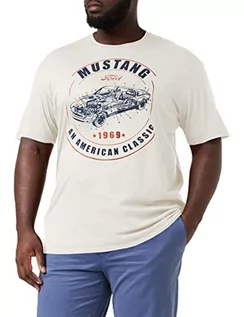 Koszulki męskie - Ford Męski t-shirt Mustang American Classic, beżowy (Natural Nat), M - grafika 1