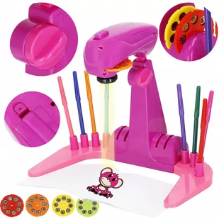 Rzutnik do nauki rysowania dla dzieci szkicownik z notesem i mazakami różowy - Tablice dla dzieci - miniaturka - grafika 1