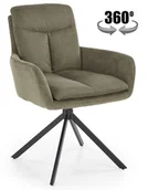 Krzesła - Krzesło obrotowe K536 oliwkowy z podłokietnikami, czarny stelaż - miniaturka - grafika 1