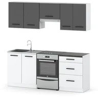 Meble kuchenne - Kuchnia Mała Modułowa 2m Nowoczesna Pojemna Z Blatem Biała Szary Biały Mat - miniaturka - grafika 1