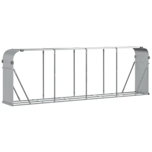 vidaXL Stojak na drewno, srebrny, 300x45x100 cm, stal galwanizowana - Wózki magazynowe - miniaturka - grafika 1