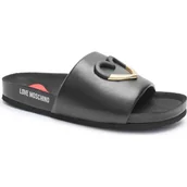 Klapki i japonki damskie - Love Moschino Skórzane klapki - miniaturka - grafika 1